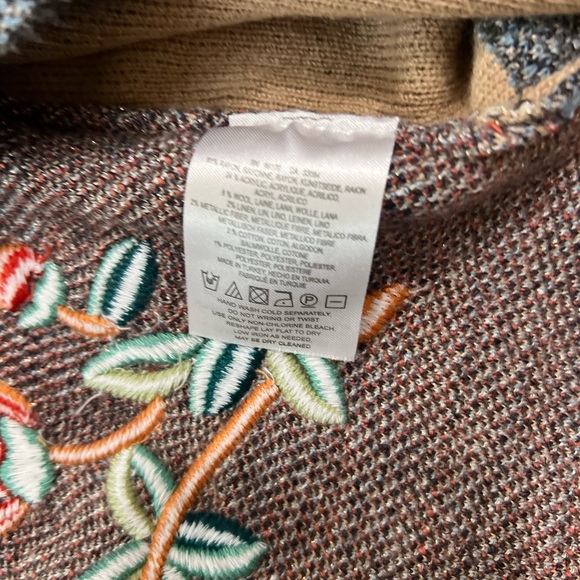 Anthropologie HWR Rare Embroidered Crane Wool Blend Kimono Cardigan XS - Picture 7 of 11